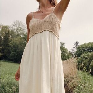 ZARA crochet knit maxi dress - cream / nude colored